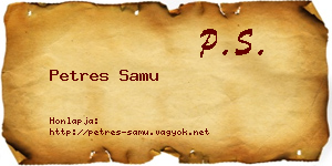 Petres Samu névjegykártya